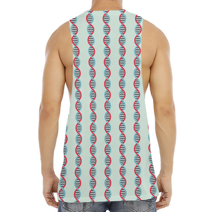 Red And Blue DNA Pattern Print Men's Muscle Tank Top