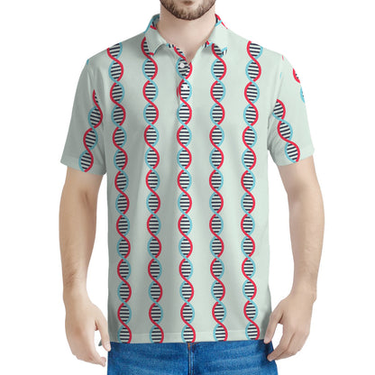 Red And Blue DNA Pattern Print Men's Polo Shirt