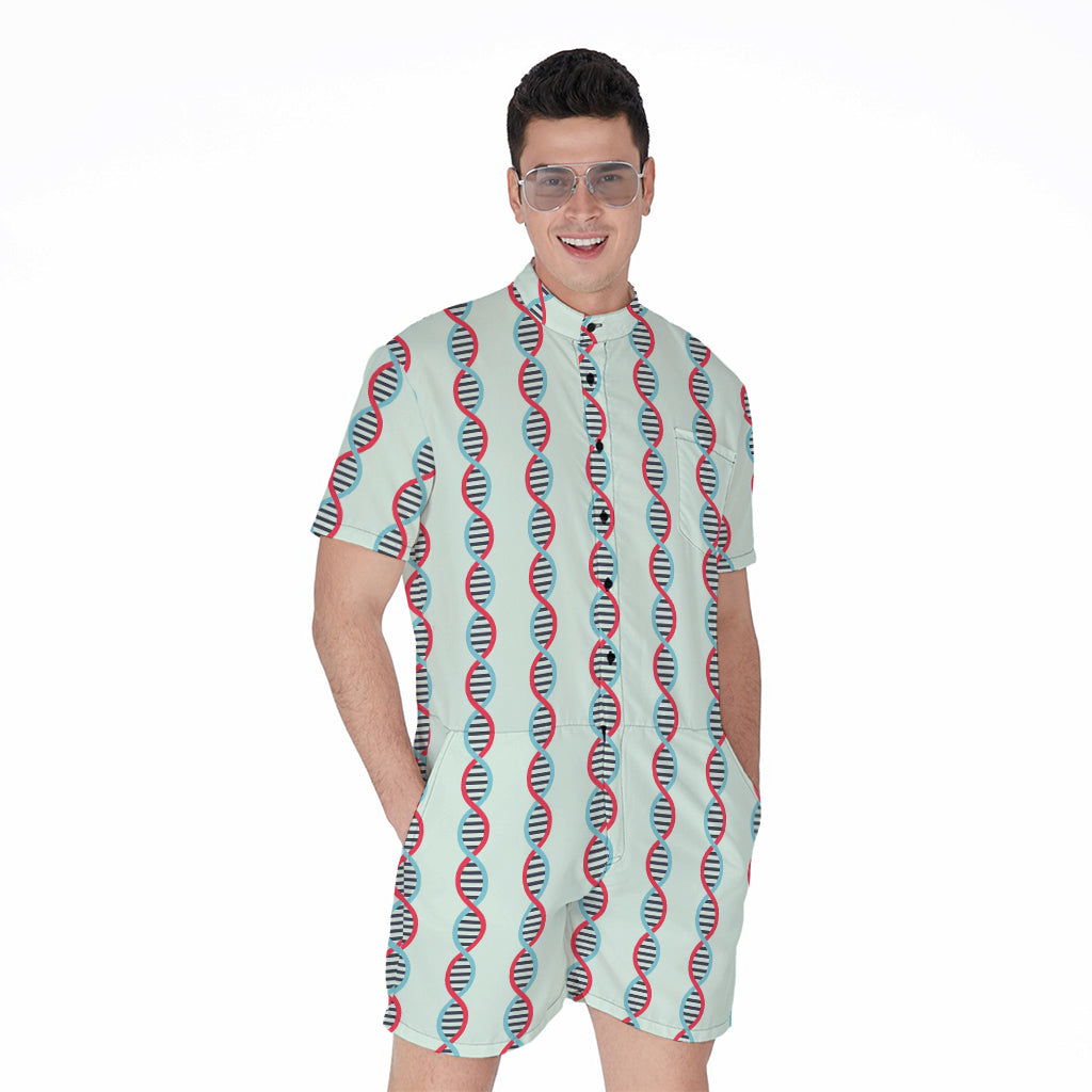 Red And Blue DNA Pattern Print Men's Rompers