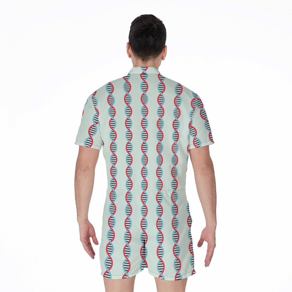 Red And Blue DNA Pattern Print Men's Rompers