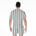 Red And Blue DNA Pattern Print Men's Rompers