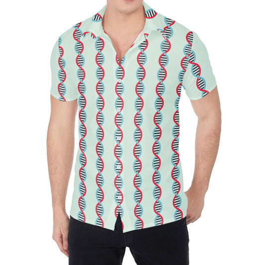 Red And Blue DNA Pattern Print Men's Shirt