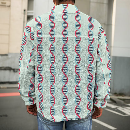 Red And Blue DNA Pattern Print Men's Shirt Jacket
