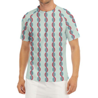 Red And Blue DNA Pattern Print Men's Short Sleeve Rash Guard