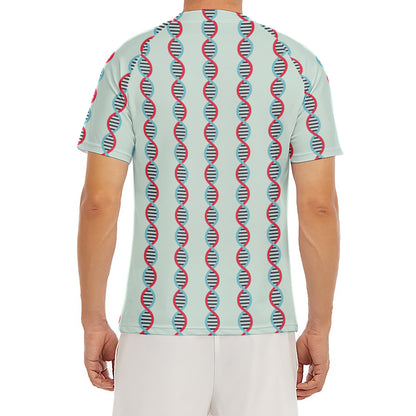 Red And Blue DNA Pattern Print Men's Short Sleeve Rash Guard