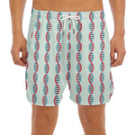 Red And Blue DNA Pattern Print Men's Split Running Shorts