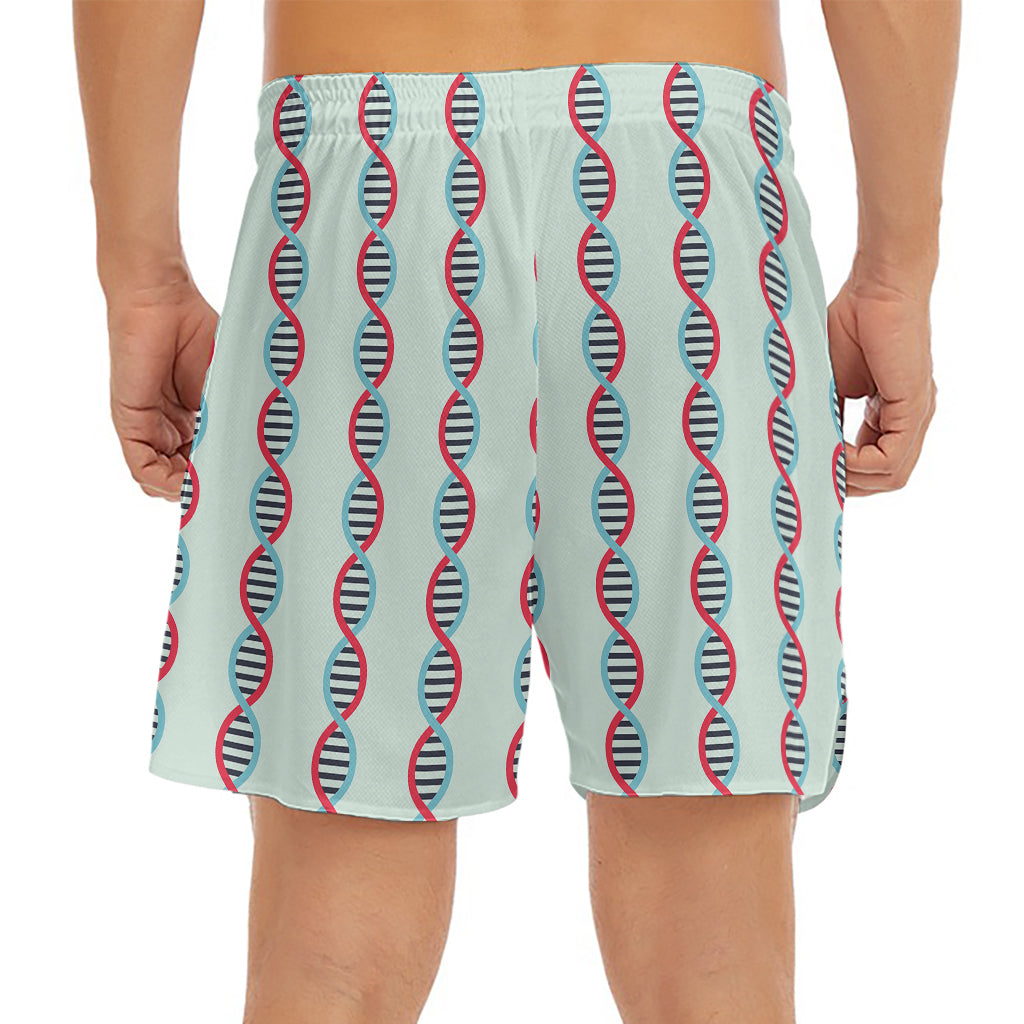 Red And Blue DNA Pattern Print Men's Split Running Shorts