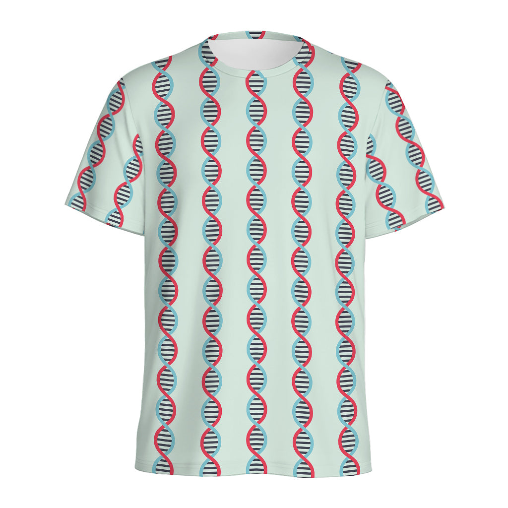 Red And Blue DNA Pattern Print Men's Sports T-Shirt