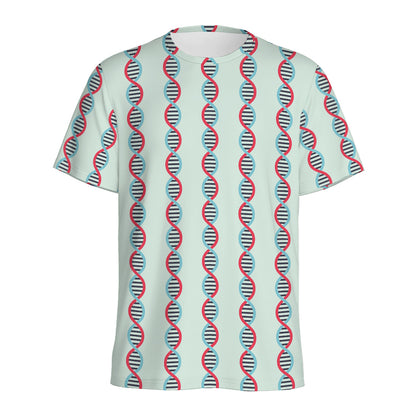 Red And Blue DNA Pattern Print Men's Sports T-Shirt