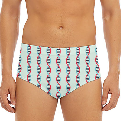 Red And Blue DNA Pattern Print Men's Triangle Swim Briefs