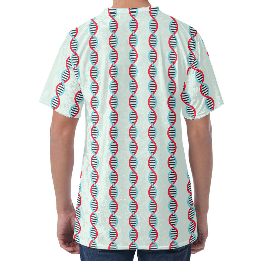 Red And Blue DNA Pattern Print Men's Velvet T-Shirt