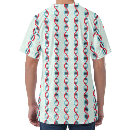 Red And Blue DNA Pattern Print Men's Velvet T-Shirt