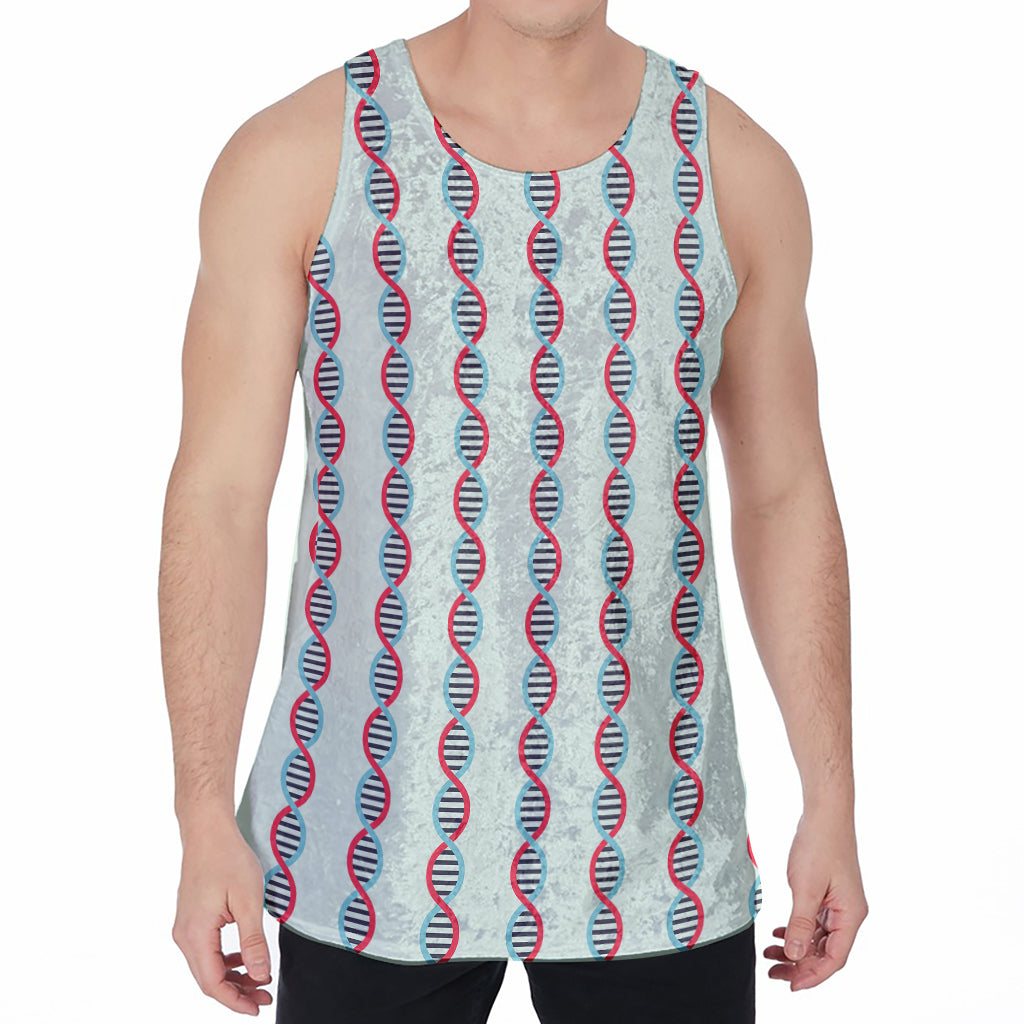 Red And Blue DNA Pattern Print Men's Velvet Tank Top