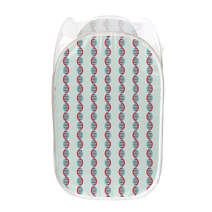 Red And Blue DNA Pattern Print Mesh Laundry Hamper