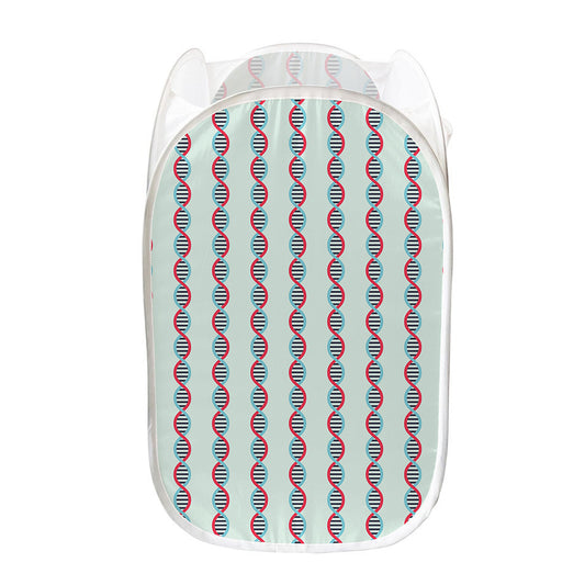 Red And Blue DNA Pattern Print Mesh Laundry Hamper