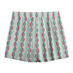 Red And Blue DNA Pattern Print Mesh Shorts