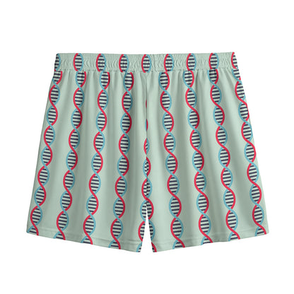 Red And Blue DNA Pattern Print Mesh Shorts