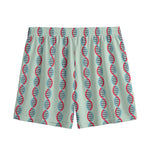 Red And Blue DNA Pattern Print Mesh Shorts