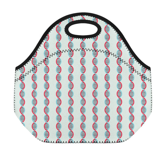 Red And Blue DNA Pattern Print Neoprene Lunch Bag