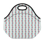 Red And Blue DNA Pattern Print Neoprene Lunch Bag