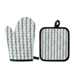 Red And Blue DNA Pattern Print Oven Mitt And Pot Holder Set