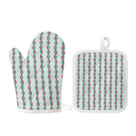 Red And Blue DNA Pattern Print Oven Mitt And Pot Holder Set