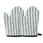 Red And Blue DNA Pattern Print Oven Mitts