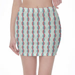 Red And Blue DNA Pattern Print Pencil Mini Skirt