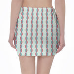 Red And Blue DNA Pattern Print Pencil Mini Skirt