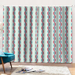 Red And Blue DNA Pattern Print Pencil Pleat Curtains