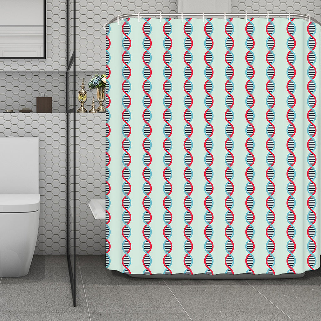 Red And Blue DNA Pattern Print Polyester Shower Curtain