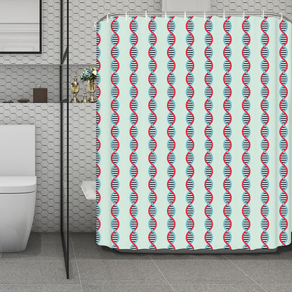 Red And Blue DNA Pattern Print Polyester Shower Curtain