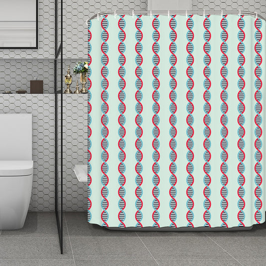 Red And Blue DNA Pattern Print Polyester Shower Curtain