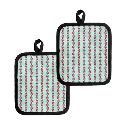 Red And Blue DNA Pattern Print Pot Holders
