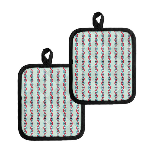 Red And Blue DNA Pattern Print Pot Holders