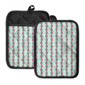Red And Blue DNA Pattern Print Pot Holders With Pocket