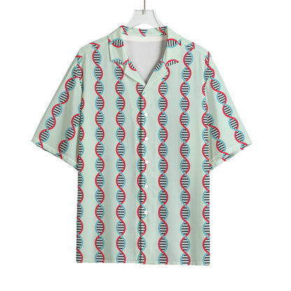 Red And Blue DNA Pattern Print Rayon Hawaiian Shirt