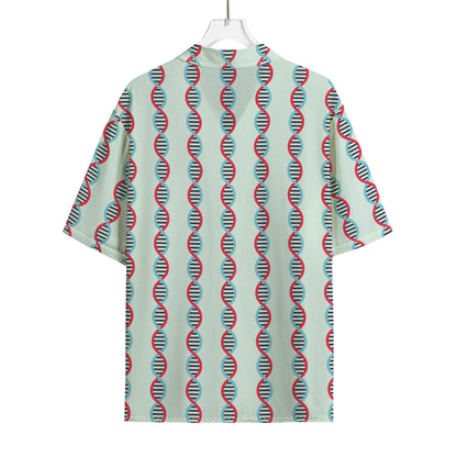 Red And Blue DNA Pattern Print Rayon Hawaiian Shirt