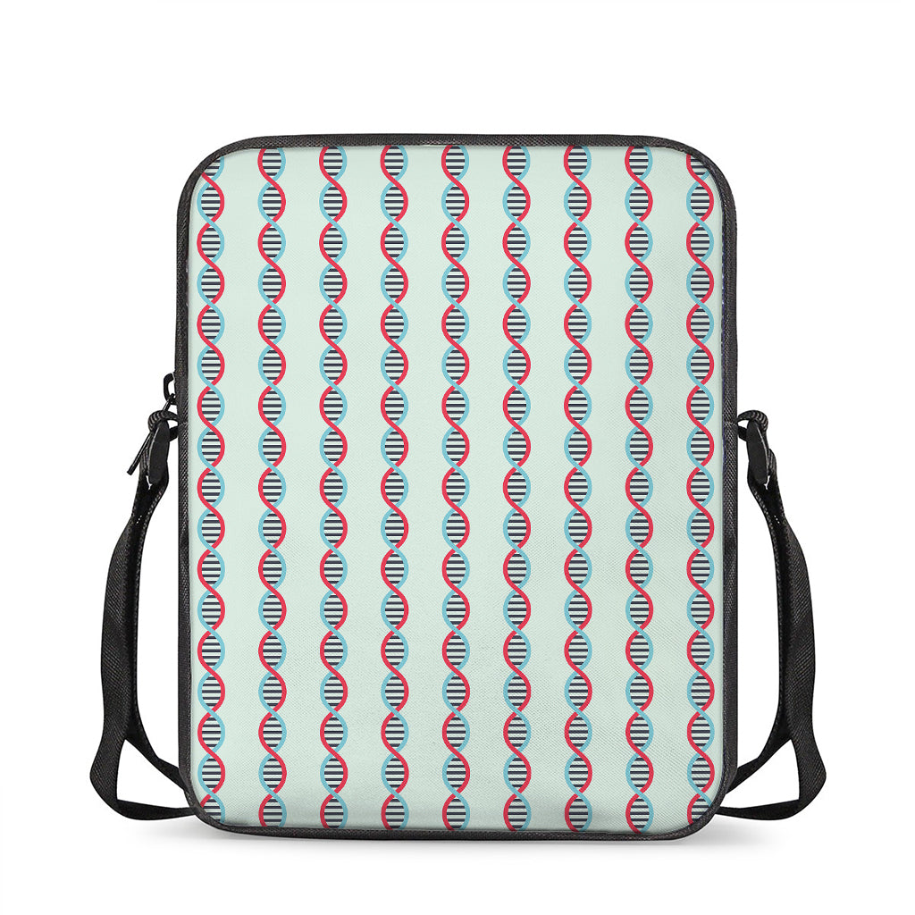 Red And Blue DNA Pattern Print Rectangular Crossbody Bag
