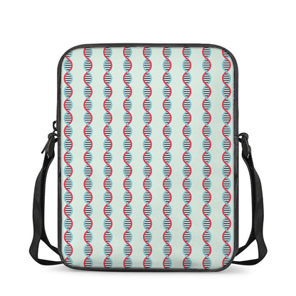 Red And Blue DNA Pattern Print Rectangular Crossbody Bag