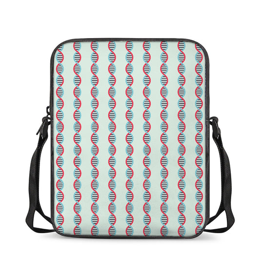 Red And Blue DNA Pattern Print Rectangular Crossbody Bag