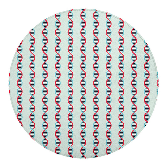 Red And Blue DNA Pattern Print Round Blanket