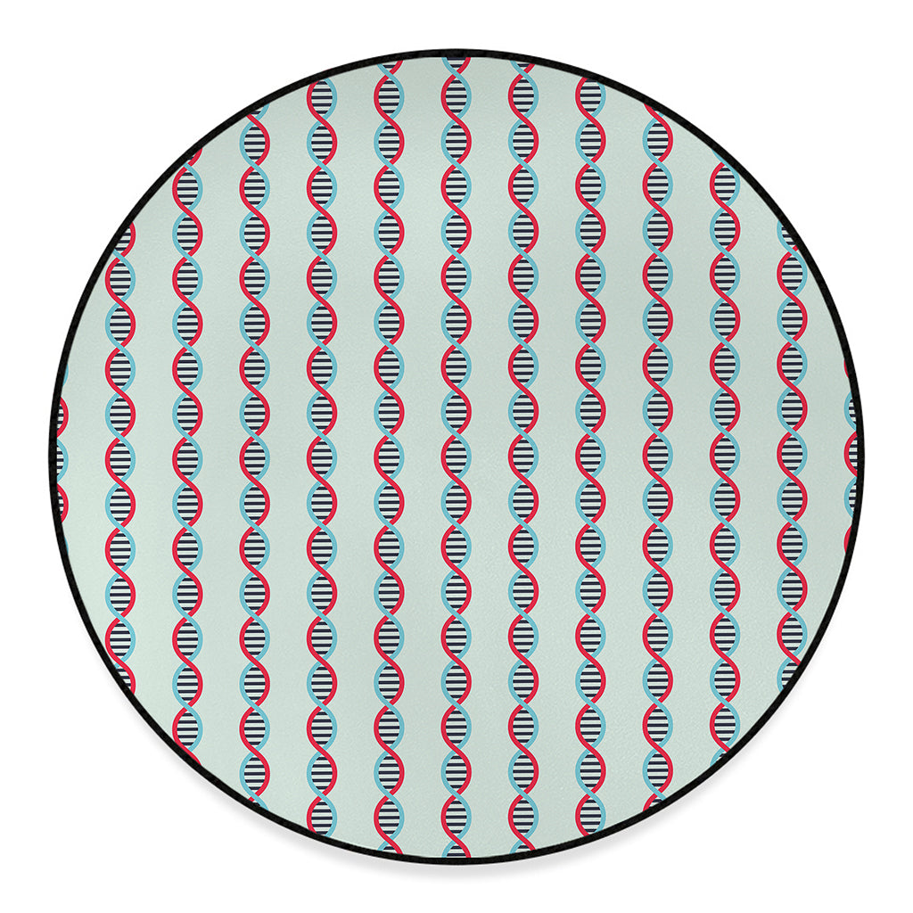 Red And Blue DNA Pattern Print Round Floor Mat