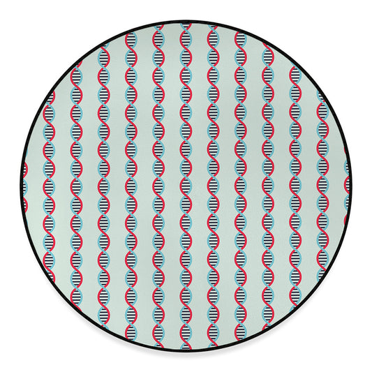 Red And Blue DNA Pattern Print Round Floor Mat