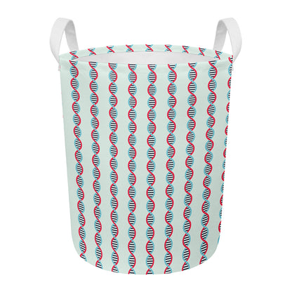 Red And Blue DNA Pattern Print Round Laundry Basket
