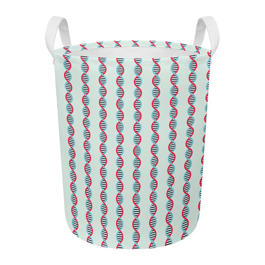 Red And Blue DNA Pattern Print Round Laundry Basket