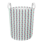 Red And Blue DNA Pattern Print Round Laundry Basket