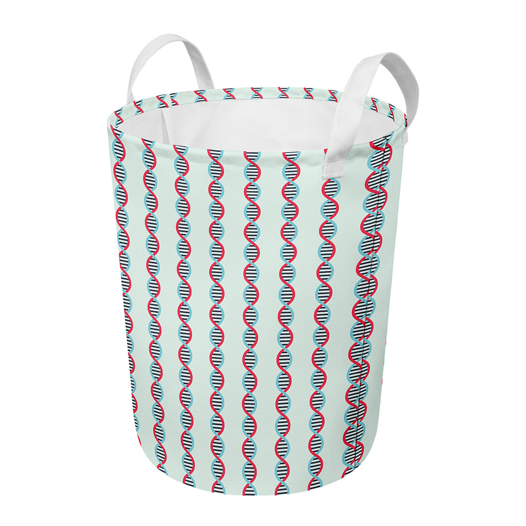 Red And Blue DNA Pattern Print Round Laundry Basket