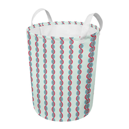 Red And Blue DNA Pattern Print Round Laundry Basket