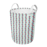Red And Blue DNA Pattern Print Round Laundry Basket